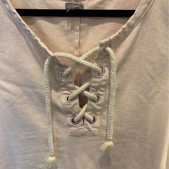 AERIE sleeveless raw hem dress. Pale pink. Rope detail. Peplum style. R… - Picture 3 of 9